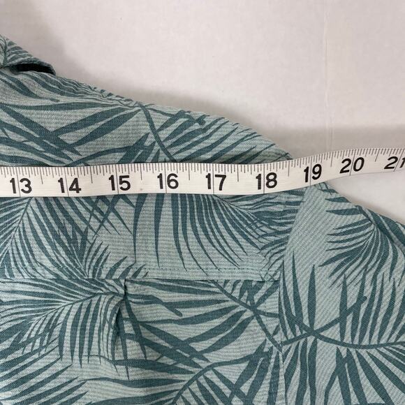Hang Ten Button Up Shirt Mens Medium Short Sleeve‎ Linen Tropical Cabana Resort - Picture 8 of 14